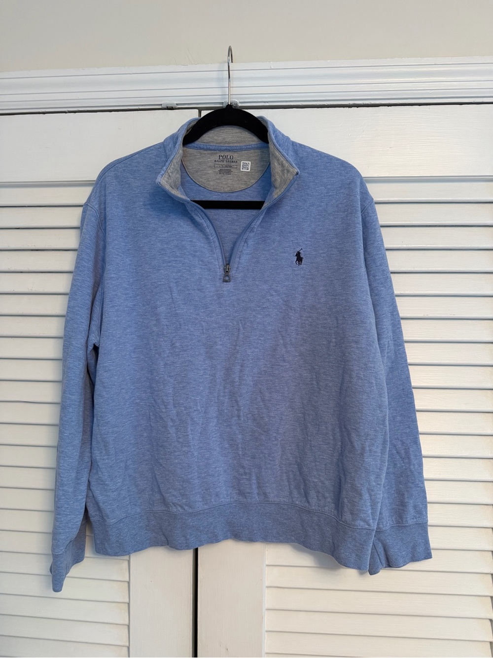 Polo by Ralph Lauren Men’s Heather Sky Blue Quarter-Zip Pullover